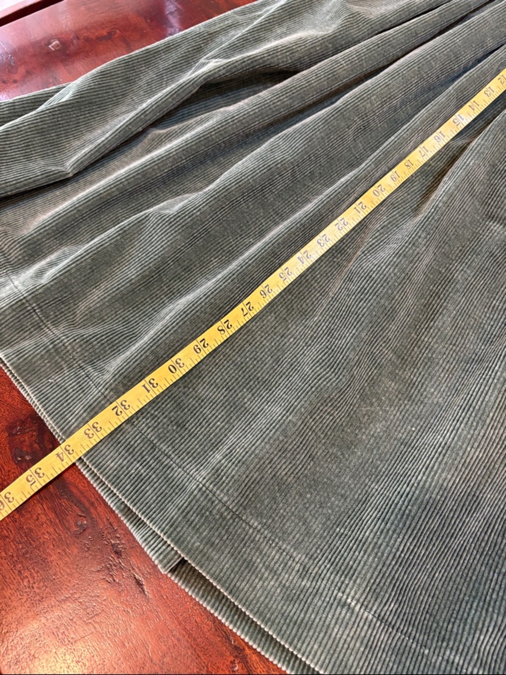 Vintage Ralph Lauren Green Cotton Corduroy Prairie Midi Skirt size 6 - Picture 11 of 12